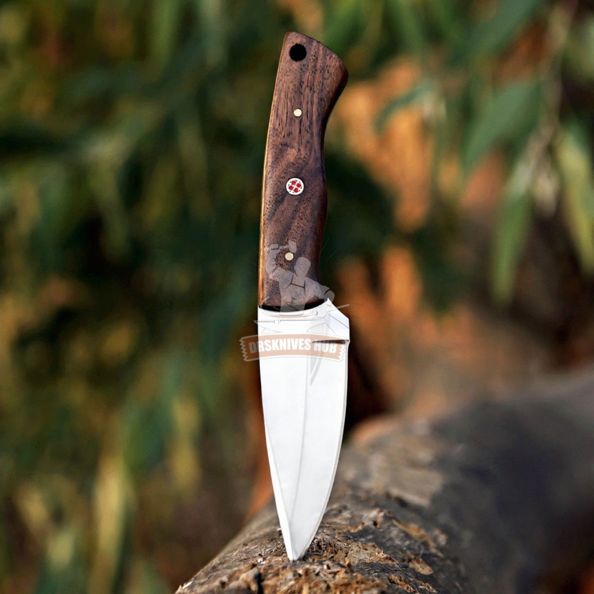 D2 Skinner Knife – Handmade Rosewood Handle with Leather Sheath | DRSKNIVES HUB
