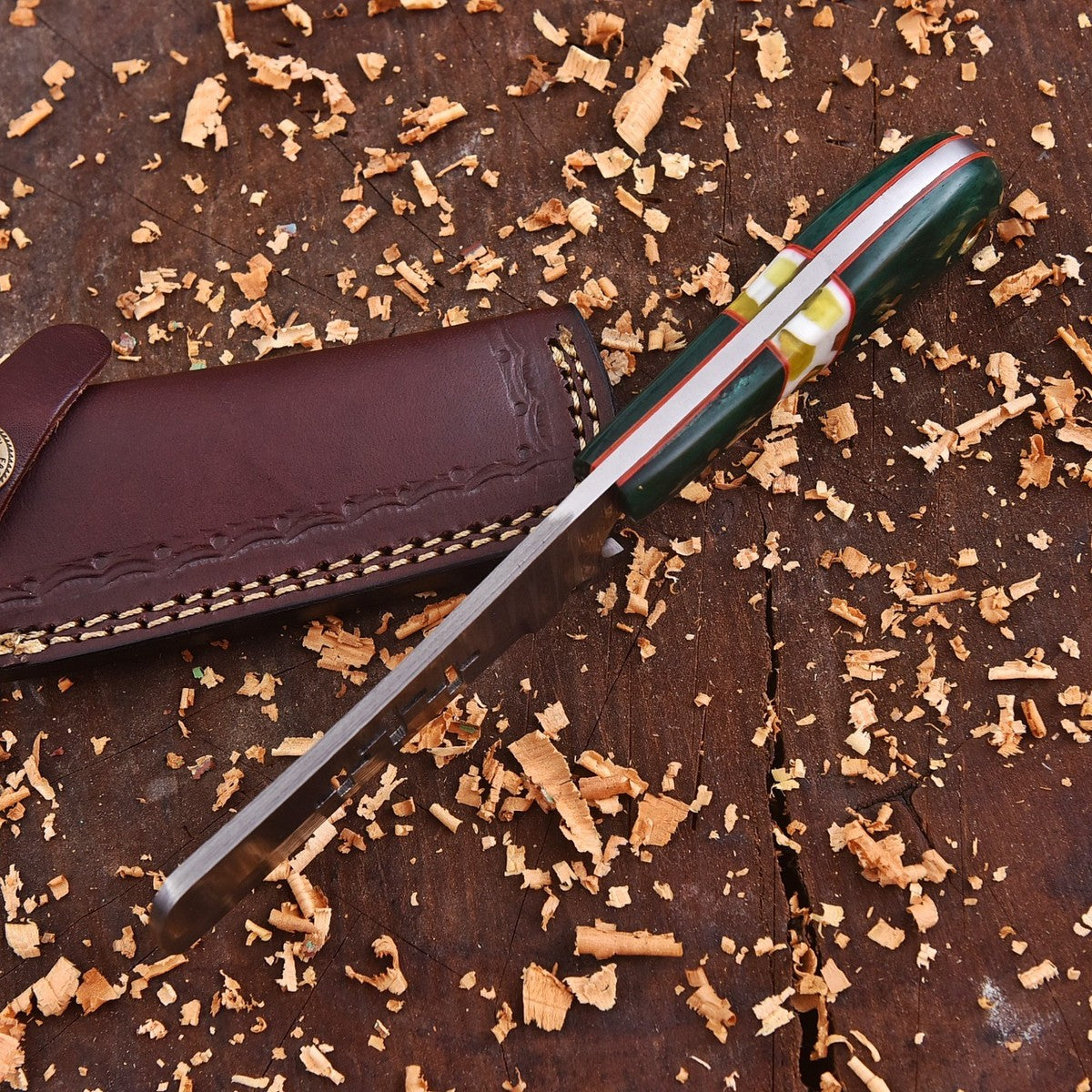 Custom Handmade Damascus Steel EDC Cowboy Bull Cutter Knife