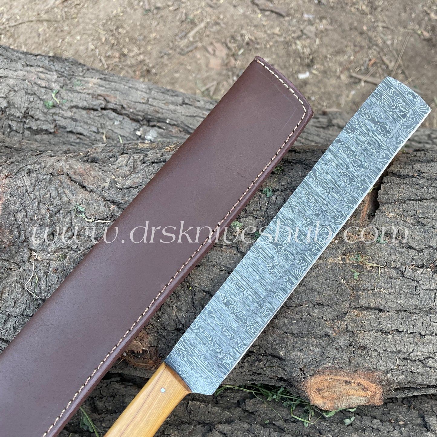 BBQ Knife Handmade Damascus Steel Wood Handle Brisket Knife