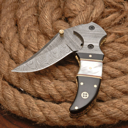 Custom made folding pocket knife with leather pouch || drs knives hub
