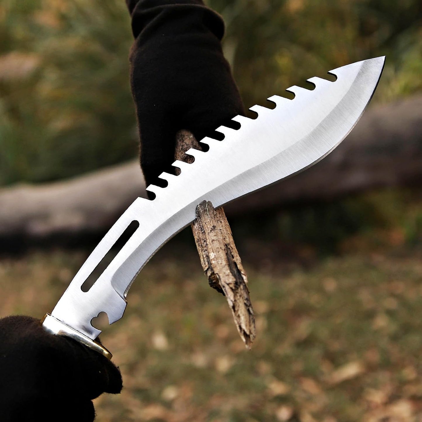Handmade D2 Steel Kukri Survival Knife with Leather Sheath – 15" Full Tang Blade | DRSKNIVES HUB 