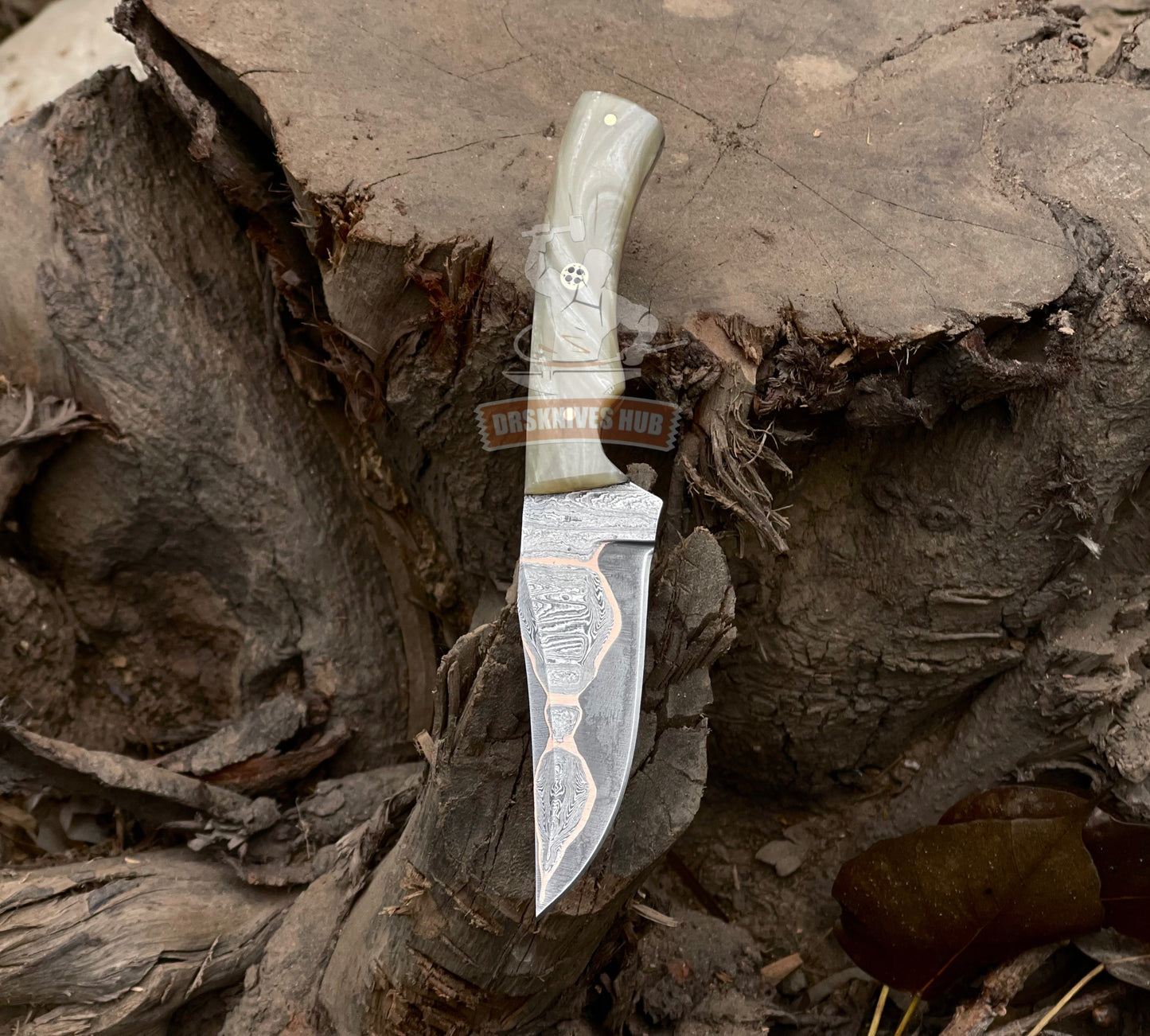 Cowboy Copper Damascus Skinning Knife 8" – Resin Handle | DRSKNIVES HUB