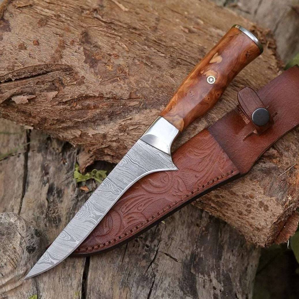 11” INCHES HANDMADE FISHING FILLET KNIFE WITH LEATHER SHEATH || DRS KNIVES HUB