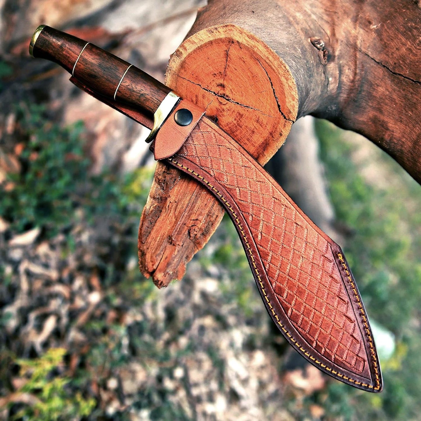 Handmade D2 Steel Kukri Survival Knife with Leather Sheath – 15" Full Tang Blade | DRSKNIVES HUB 