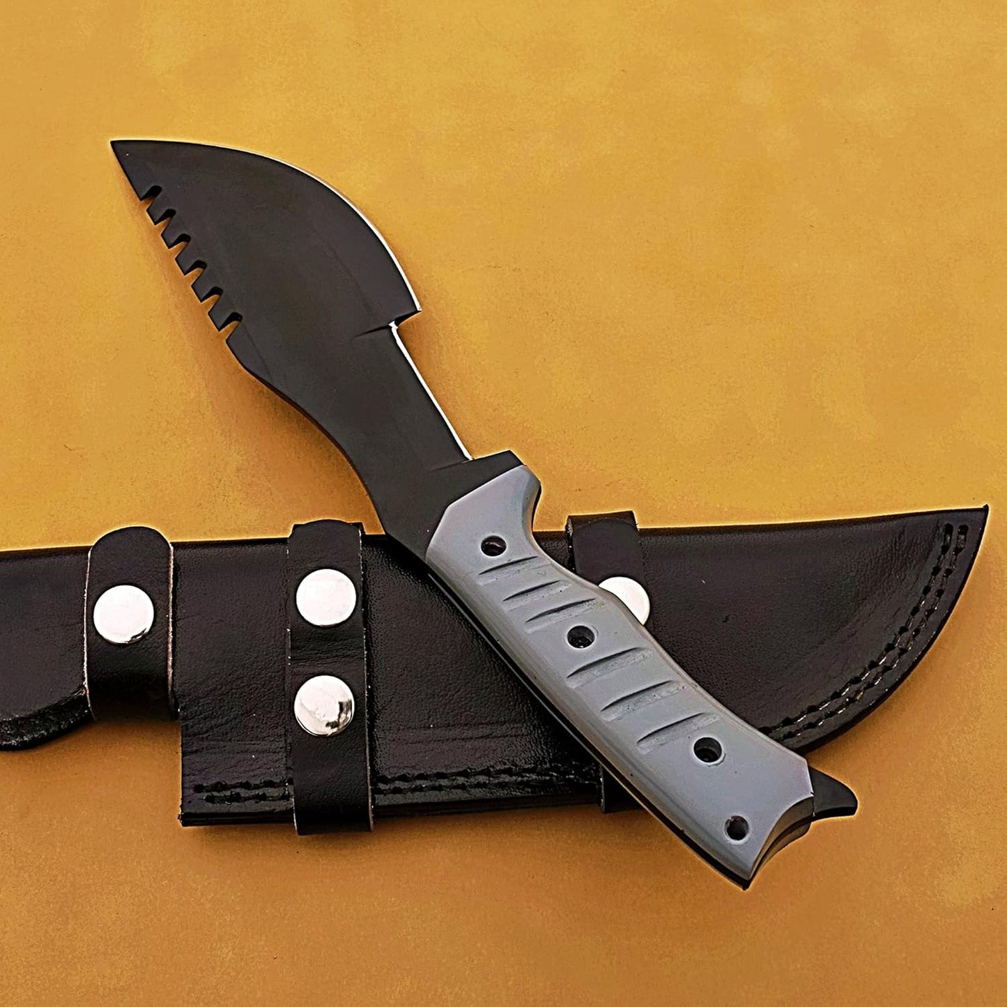 CUSTOM HANDMADE J2 STEEL TACTICAL KNIFE WITH LEATHER COVER || DRS KNIVES HUB