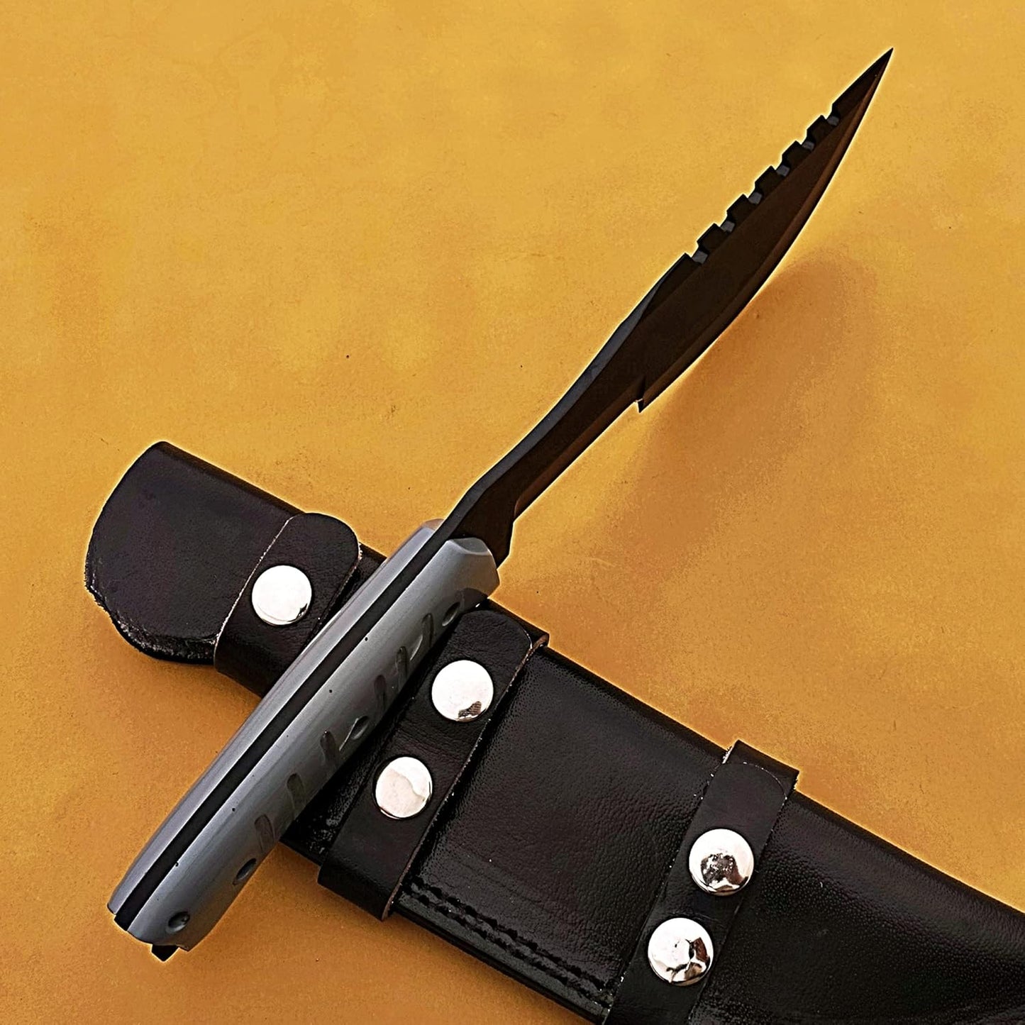 CUSTOM HANDMADE J2 STEEL TACTICAL KNIFE WITH LEATHER COVER || DRS KNIVES HUB