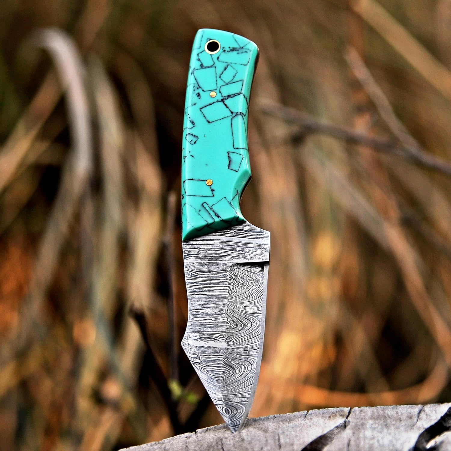Custom Handmade 7" Damascus Steel Bull Cutter Knife – Cowboy Fixed Blade with Leather Sheath | DRSKNIVES HUB