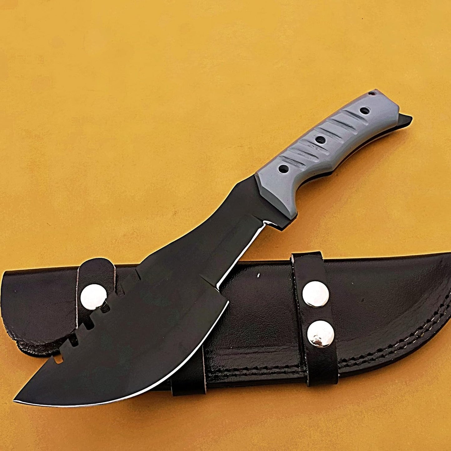CUSTOM HANDMADE J2 STEEL TACTICAL KNIFE WITH LEATHER COVER || DRS KNIVES HUB