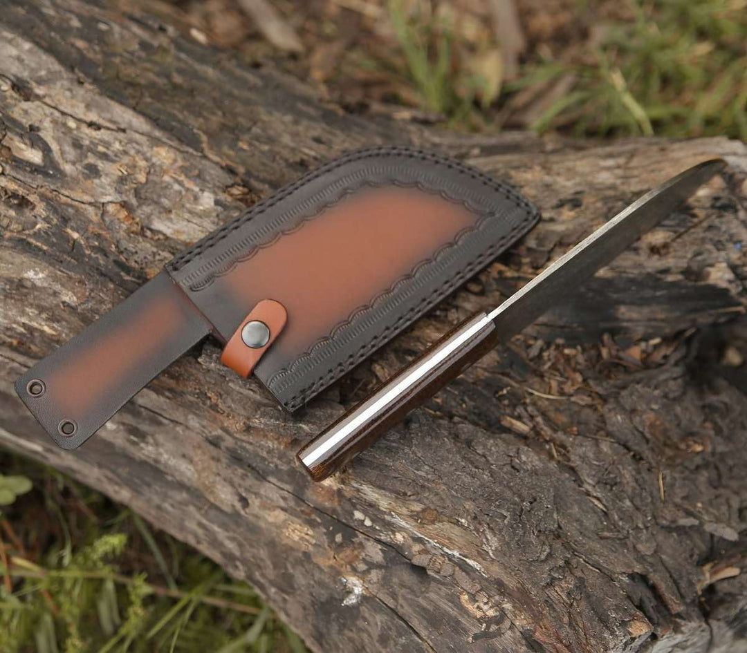 HAND FORGED DAMASCUS STEEL BLADE CLEAVER KNIFE WITH SHEATH || DRS KNIVES HUB