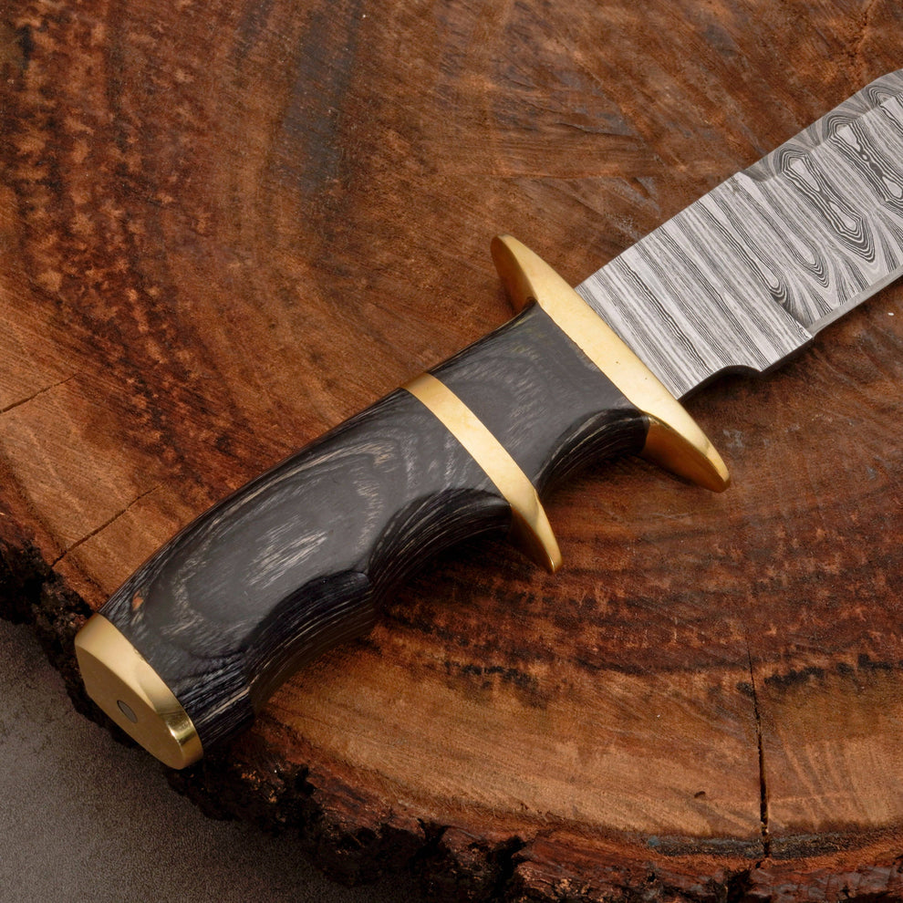 12” inches hand forged Damascus steel bowie knife with leather sheath cover || drs knives hub