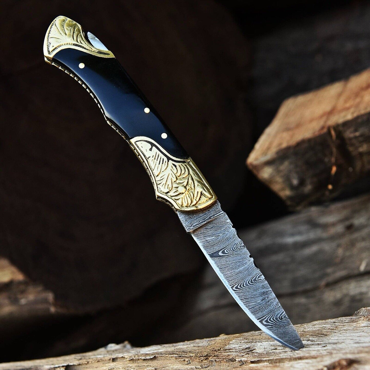 POCKET KNIFE HANDMADE BULL HORN HANDLE ||DRS KNIVES HUB