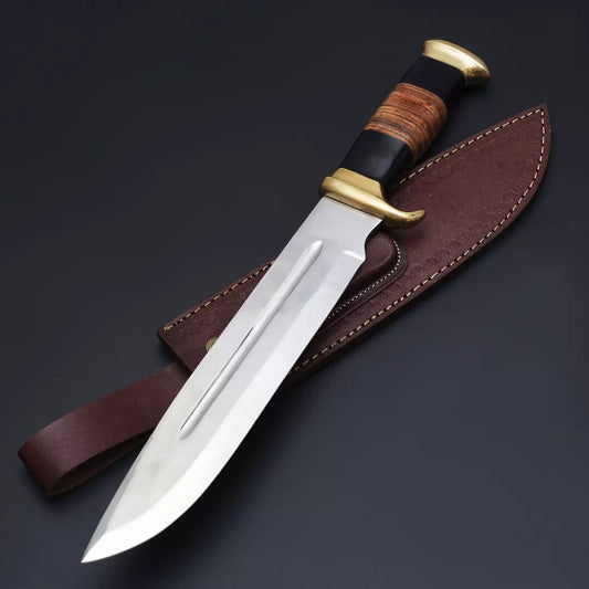HAND FORGED STAINLESS STEEL HUNTING BOWIE KNIFE || DRS KNIVES HUB