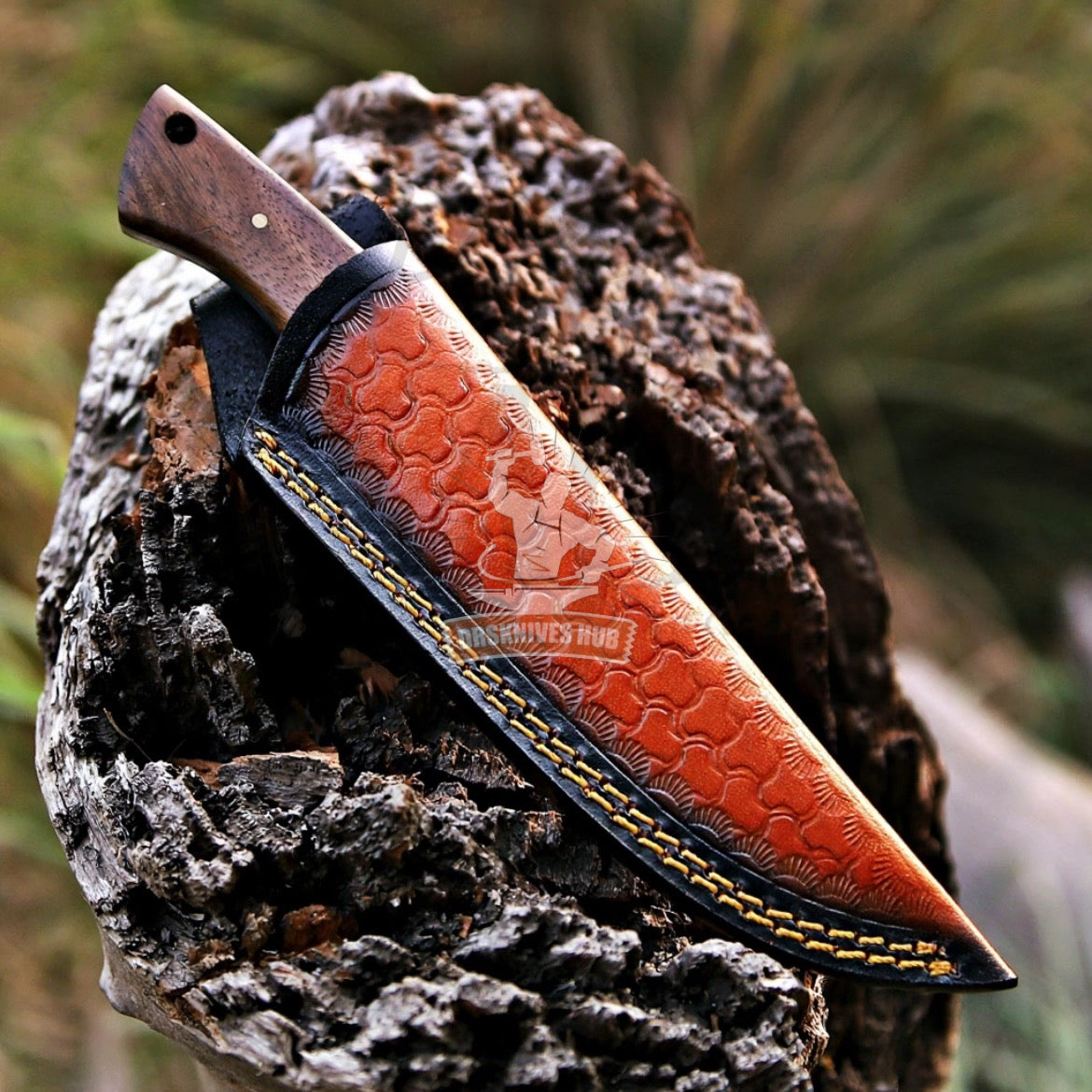 D2 Skinner Knife – Handmade Rosewood Handle with Leather Sheath | DRSKNIVES HUB