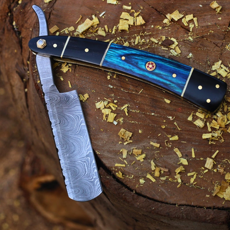 HAND FORGED STRAIGHT RAZOR DAMASCUS STEEL KNIFE || DRS KNIVES HUB
