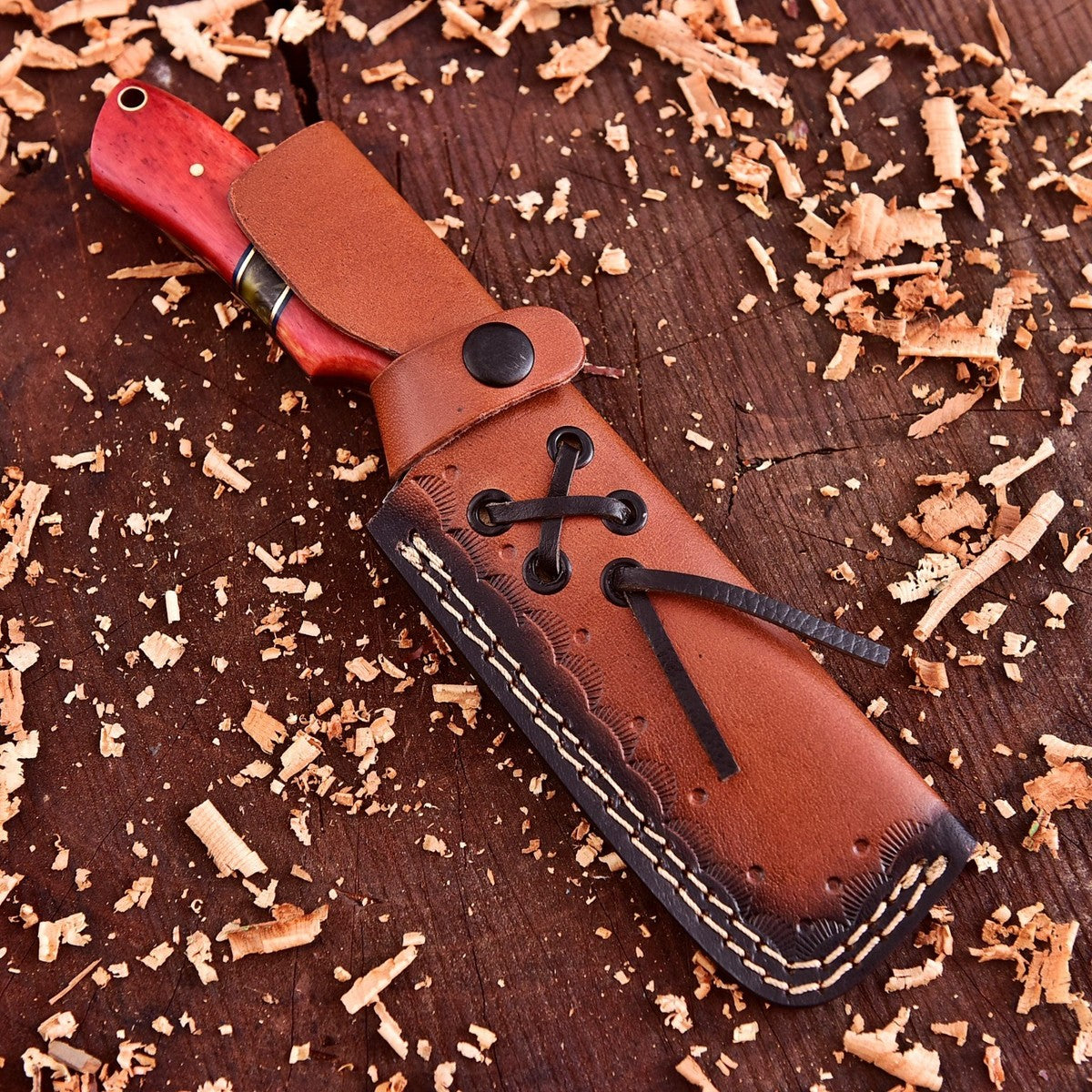 Handmade Bull Cutter Knife With Leather Sheath D2 Steel Knife