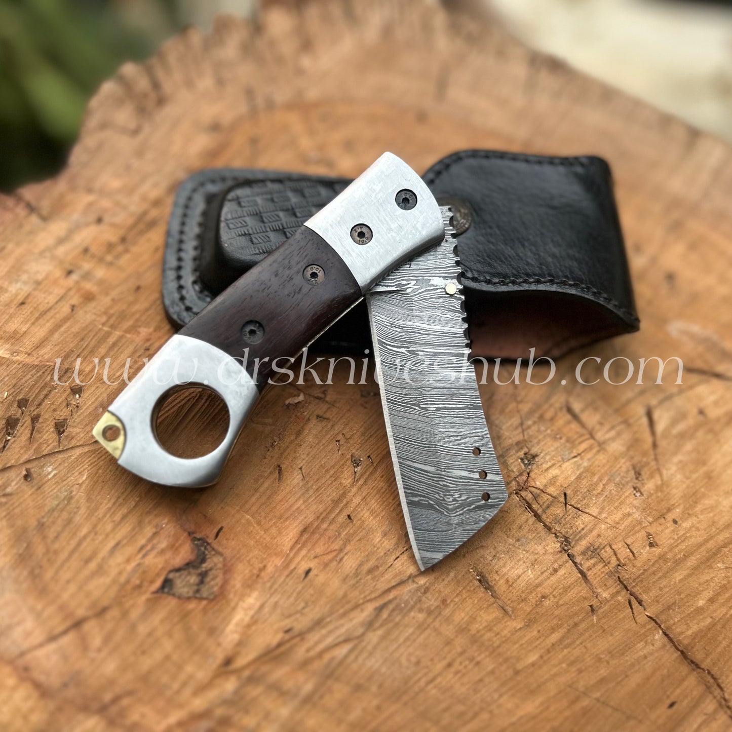 Cigar Cutter Beautiful Handmade Damascus Steel Cigar Cutter knife With leather Sheath Cover