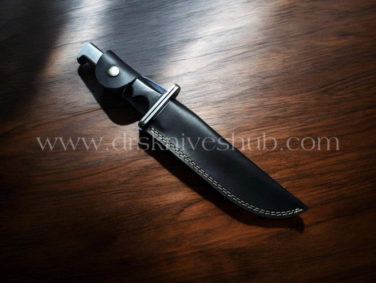 J2 Steel Handmade Bowie knife with black leather sheath Cover || drs knives hub