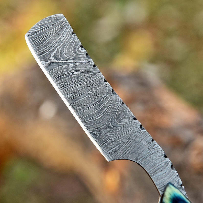 STRAIGHT RAZOR BLADE HANDMADE DAMASCUS STEEL BLADE || DRS KNIVES HUB