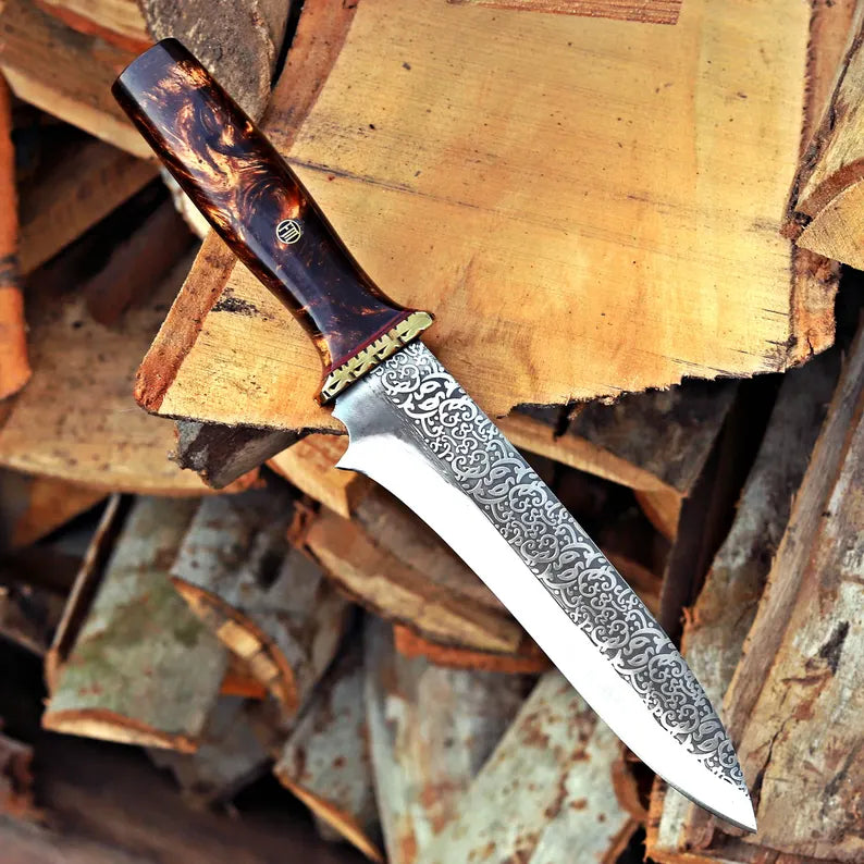 Celtic Hunting Knife 13.5" – D2 Steel Engraved Blade Resin Handle | DRSKNIVES HUB