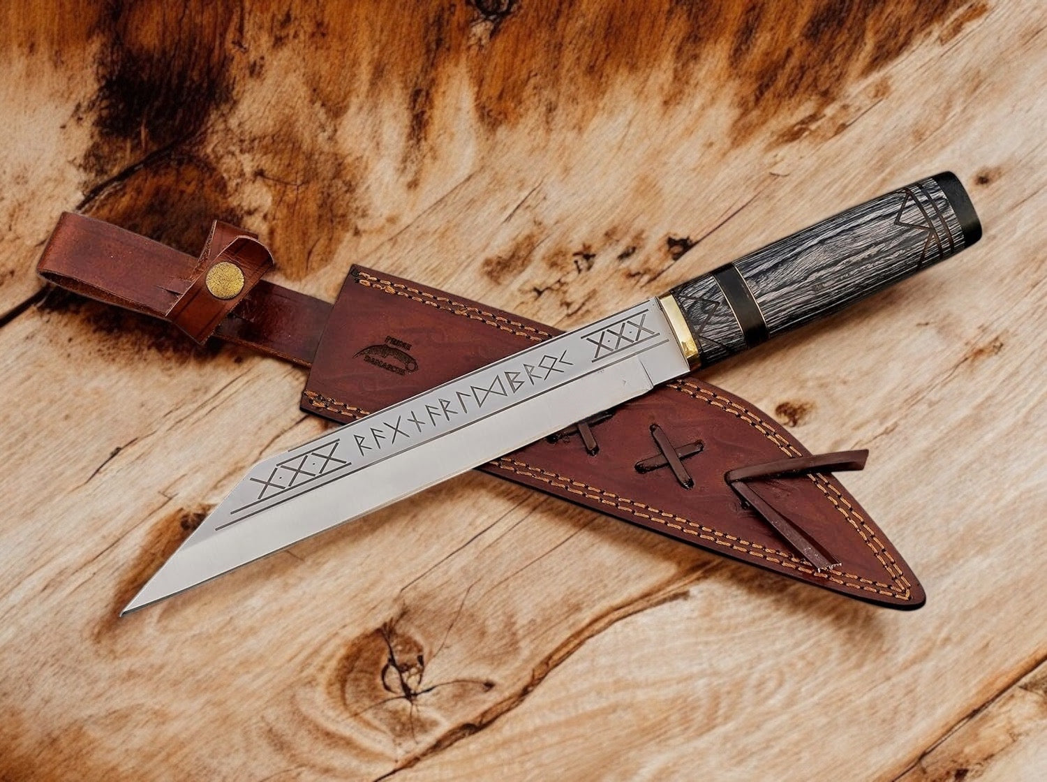 Custom Handmade Seax Knife with Leather Sheath – Viking Knife
