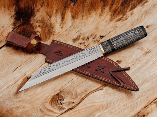 Custom Handmade Seax Knife with Leather Sheath – Viking Knife