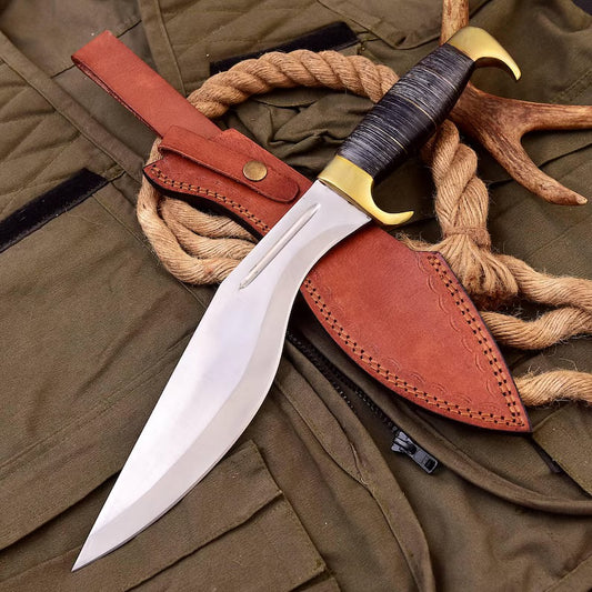 D2 Steel Hunting Knife | Wooden Handle | Premium Leather Sheath | DRSKNIVES HUB