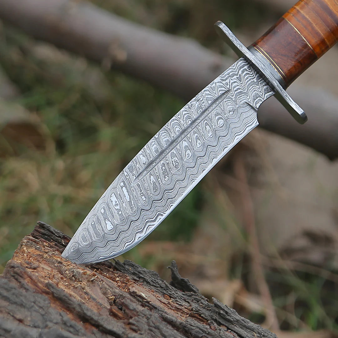 HAND FORGED RAMBO BOWIE KNIFE WITH EXOTIC ROSEWOOD HANDLE || DRS KNIVES HUB