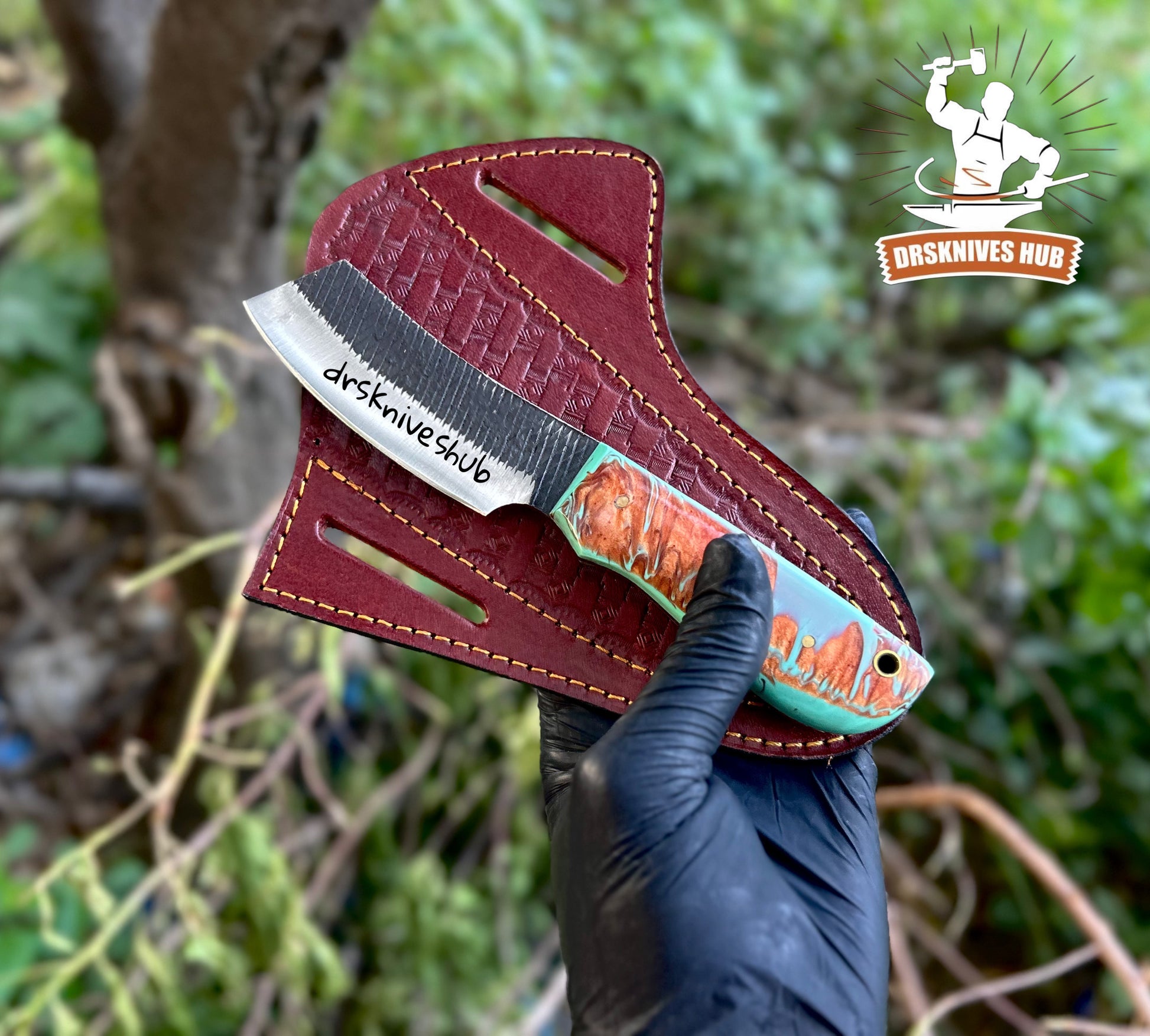 Custom Handmade Cowboy Bull Cutter Knife – Rasp Steel Blade & Resin Handle Knife – DRS KNIVES HUB 