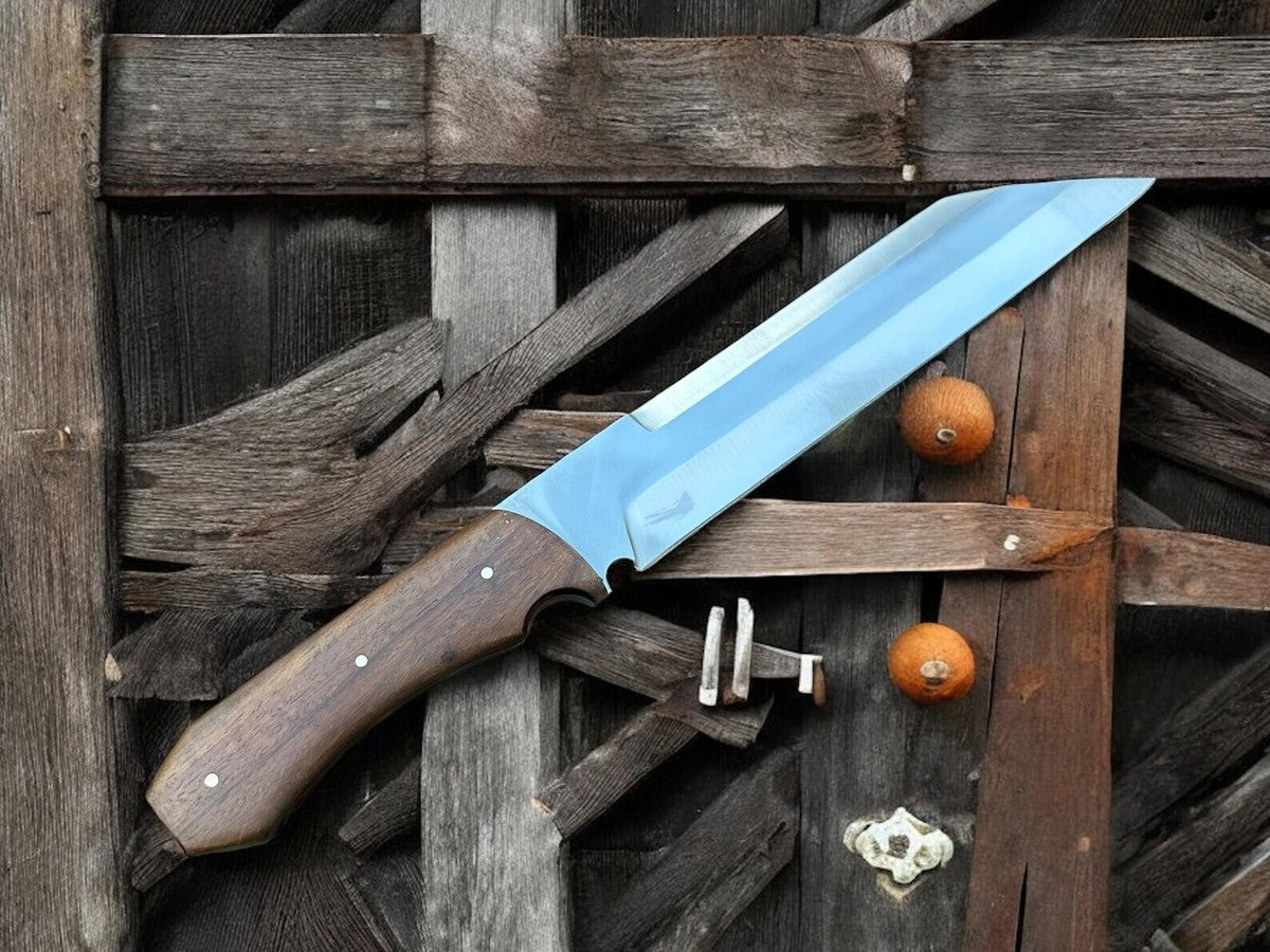 SET OF 2 – Custom Handmade Carbon Steel Seax Hunting & Camping Knives with Sheaths
