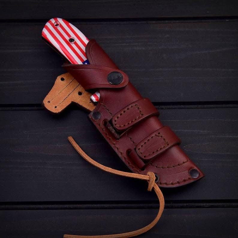 Limited Edition Patriotic Fixed Blade Knife | Leather Sheath | | DRSKNIVES HUB