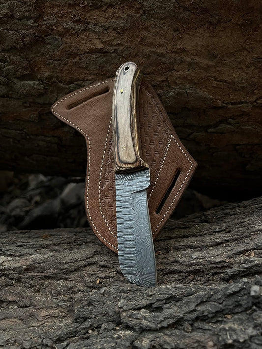 HANDMADE BULL CUTTER KNIFE WITH LEATHER SHEATH || DRS KNIVES HUB