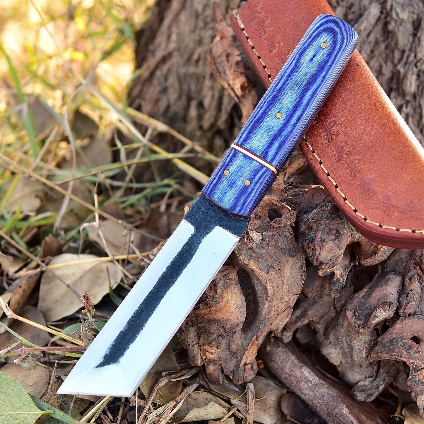 FIXED BLADE TANTO KNIFE WITH SHEATH WOODEN HANDLE || DRS KNIVES HUB