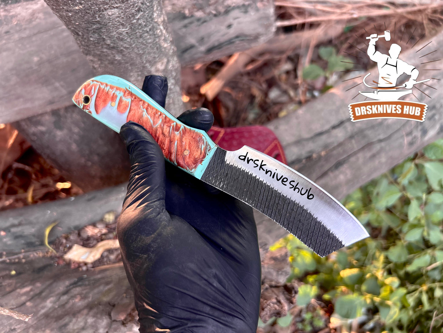 Custom Handmade Cowboy Bull Cutter Knife – Rasp Steel Blade & Resin Handle Knife – DRS KNIVES HUB 