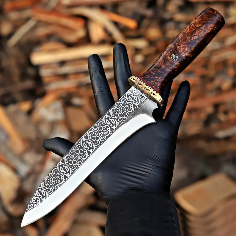 Celtic Hunting Knife 13.5" – D2 Steel Engraved Blade Resin Handle | DRSKNIVES HUB