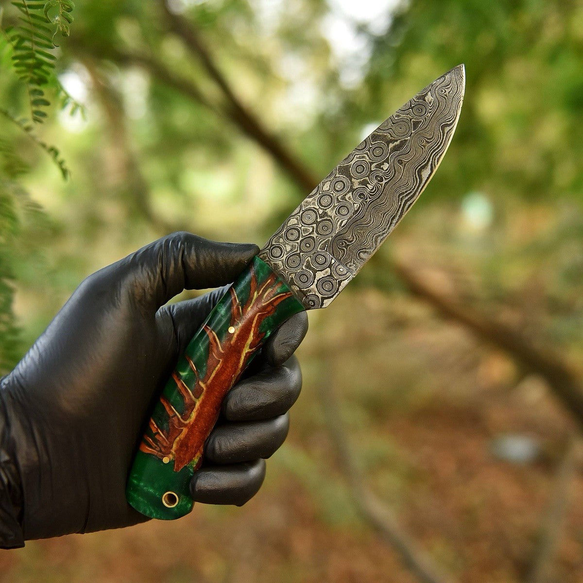 Custom Handmade Damascus Steel Skinning Knife – Fixed Blade with Pinecone Handle | DRSKNIVES HUB 
