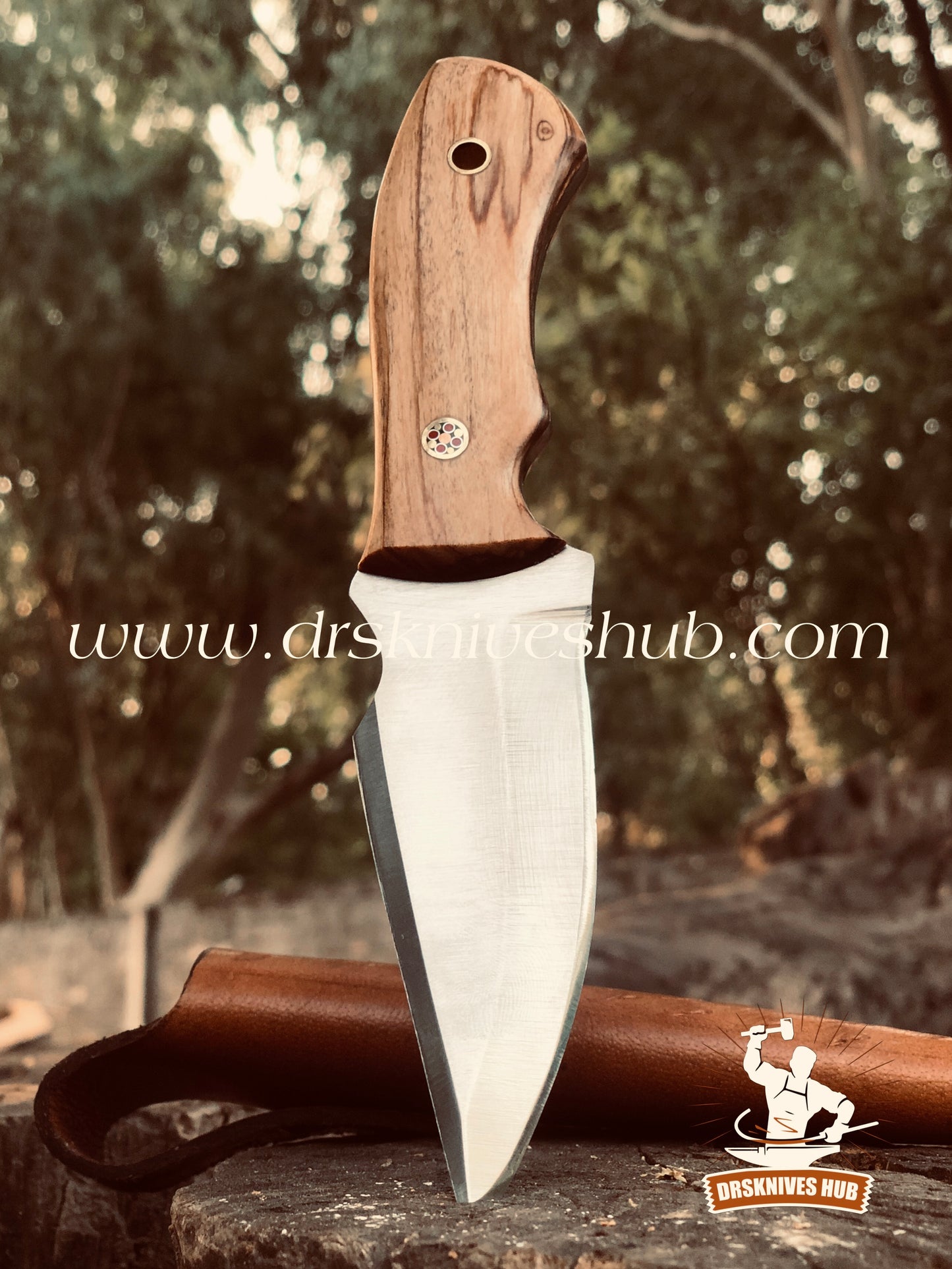 Stainless Steel Beautiful Handmade Skinner Knife With Leather Sheath Cover