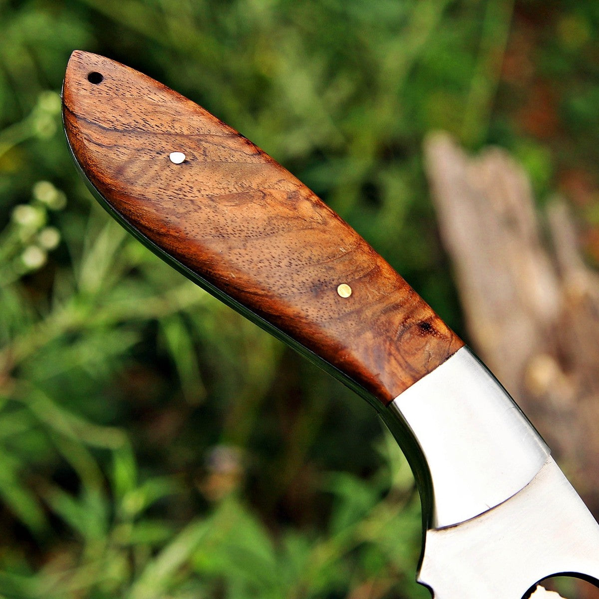 J2 Steel Skinner Knife 9" – Walnut Wood Handle Wolf Cutout | DRSKNIVES HUB