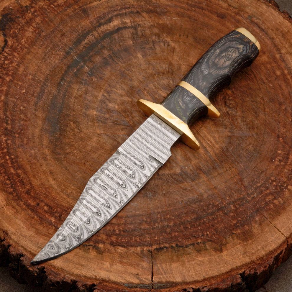 12” inches hand forged Damascus steel bowie knife with leather sheath cover || drs knives hub