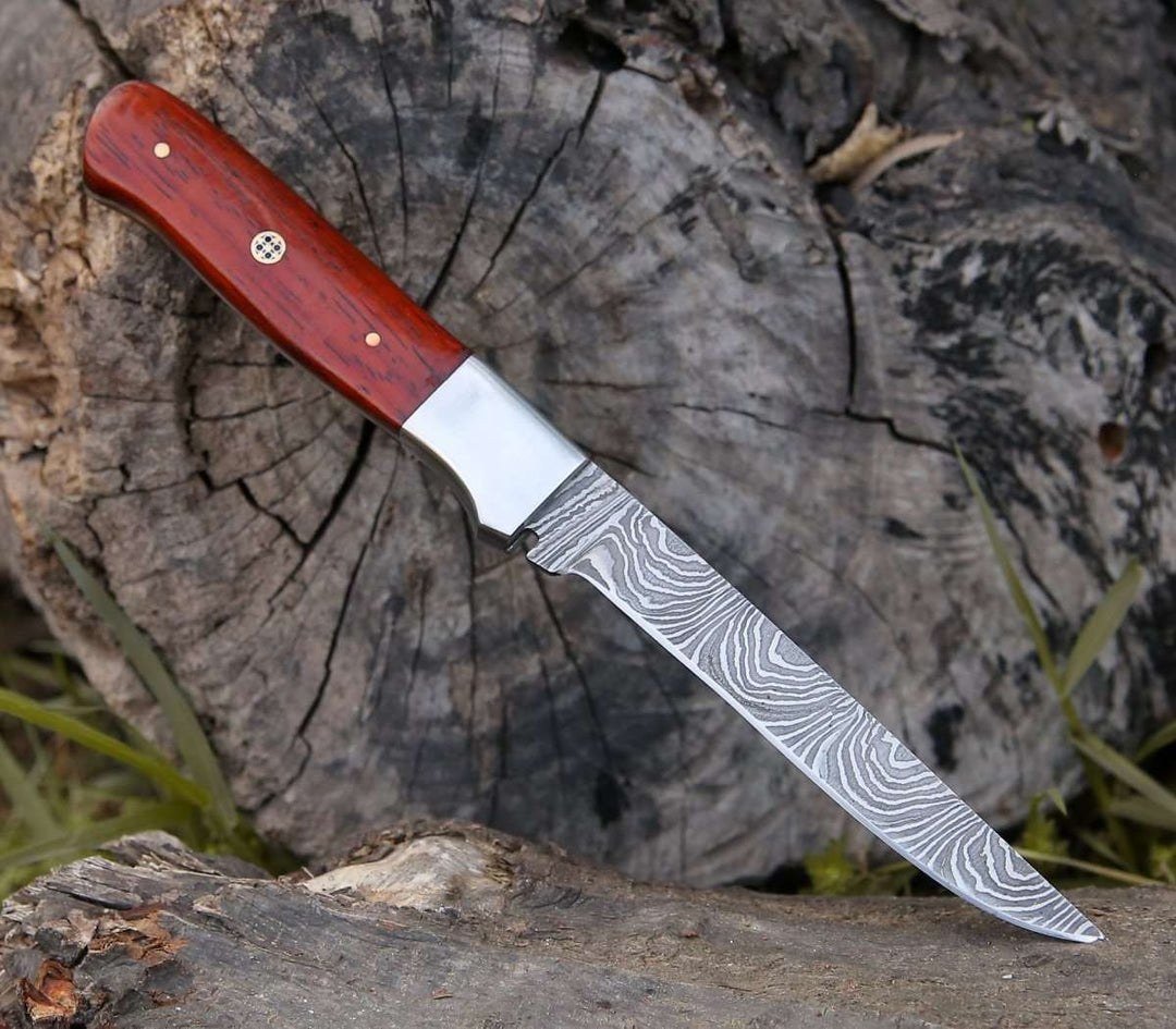 DAMASCUS STEEL FILLET KNIFE WOOD HANDLE || DRS KNIVES HUB