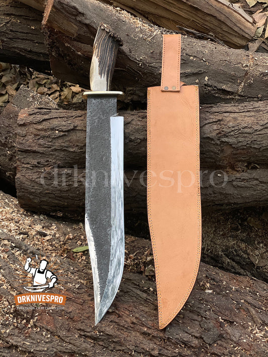 Heavy-Duty Carbon Steel Bowie Knife | Antler Horn Handle | | DRSKNIVES HUB
