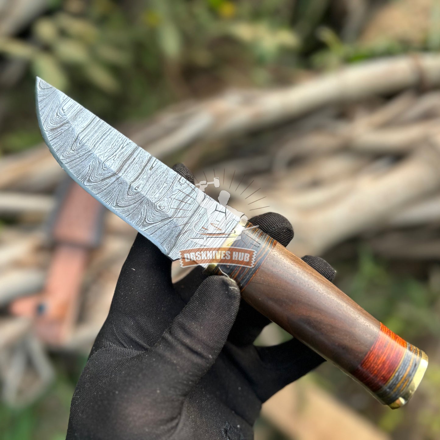 Hand Forged Damascus Steel Blade Hunting Knife Edc knife With Leather Cover |DRSKNIVES HUB