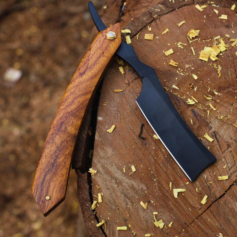 HANDMADE J2 STEEL POWDER COATED BLADE STRAIGHT RAZOR KNIFE || DRS KNIVES HUB