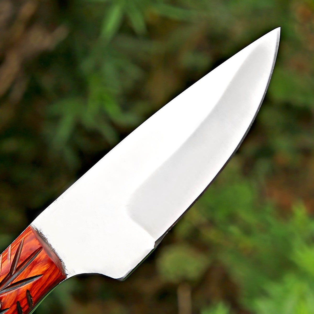 Skinner Knife 7.5" – Carved Exotic Wood Handle Full Tang | DRSKNIVES HUB