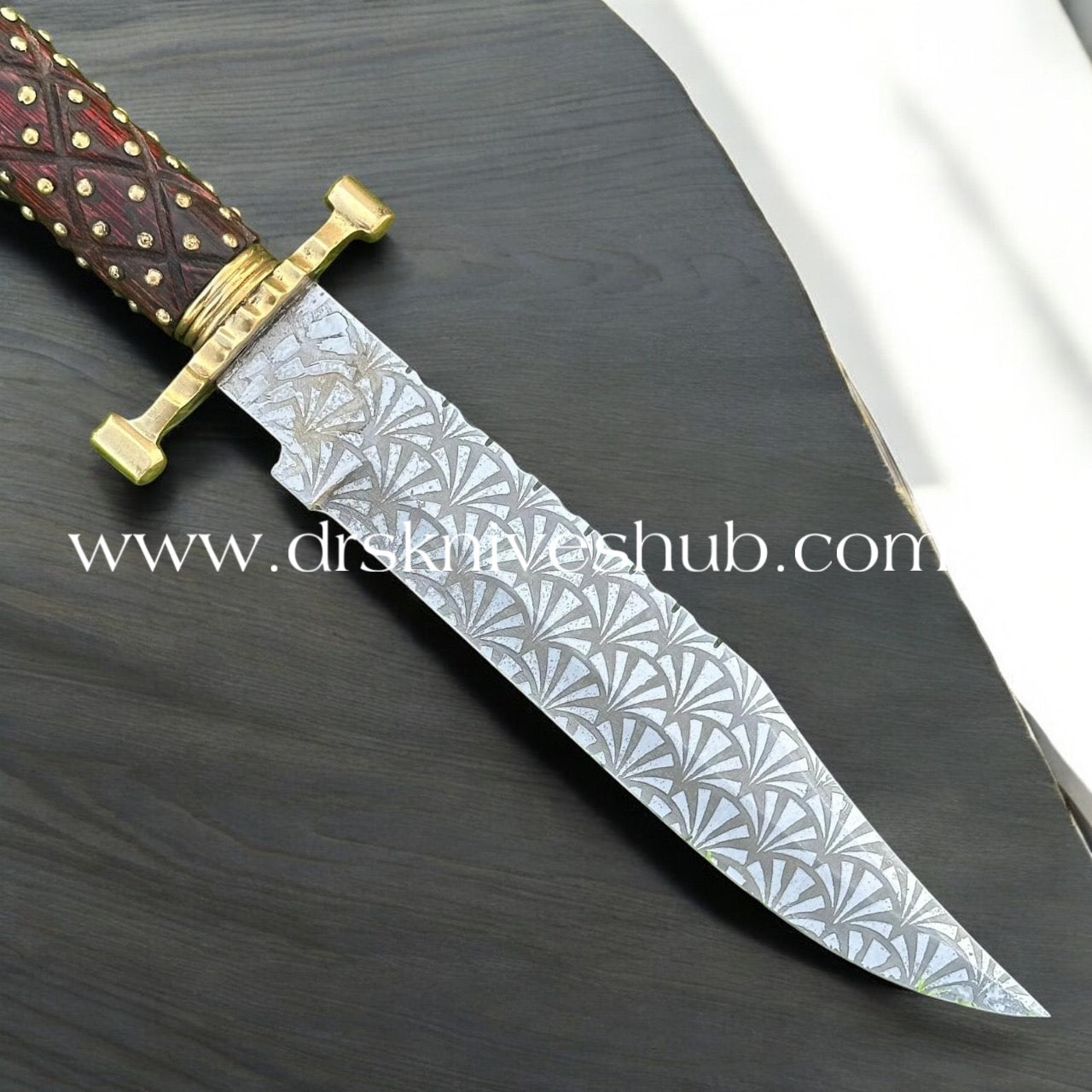 CUSTOM HANDMADE EDC HUNTING BOWIE KNIFE WITH LEATHER SHEATH COVER || DRS KNIVES HUB
