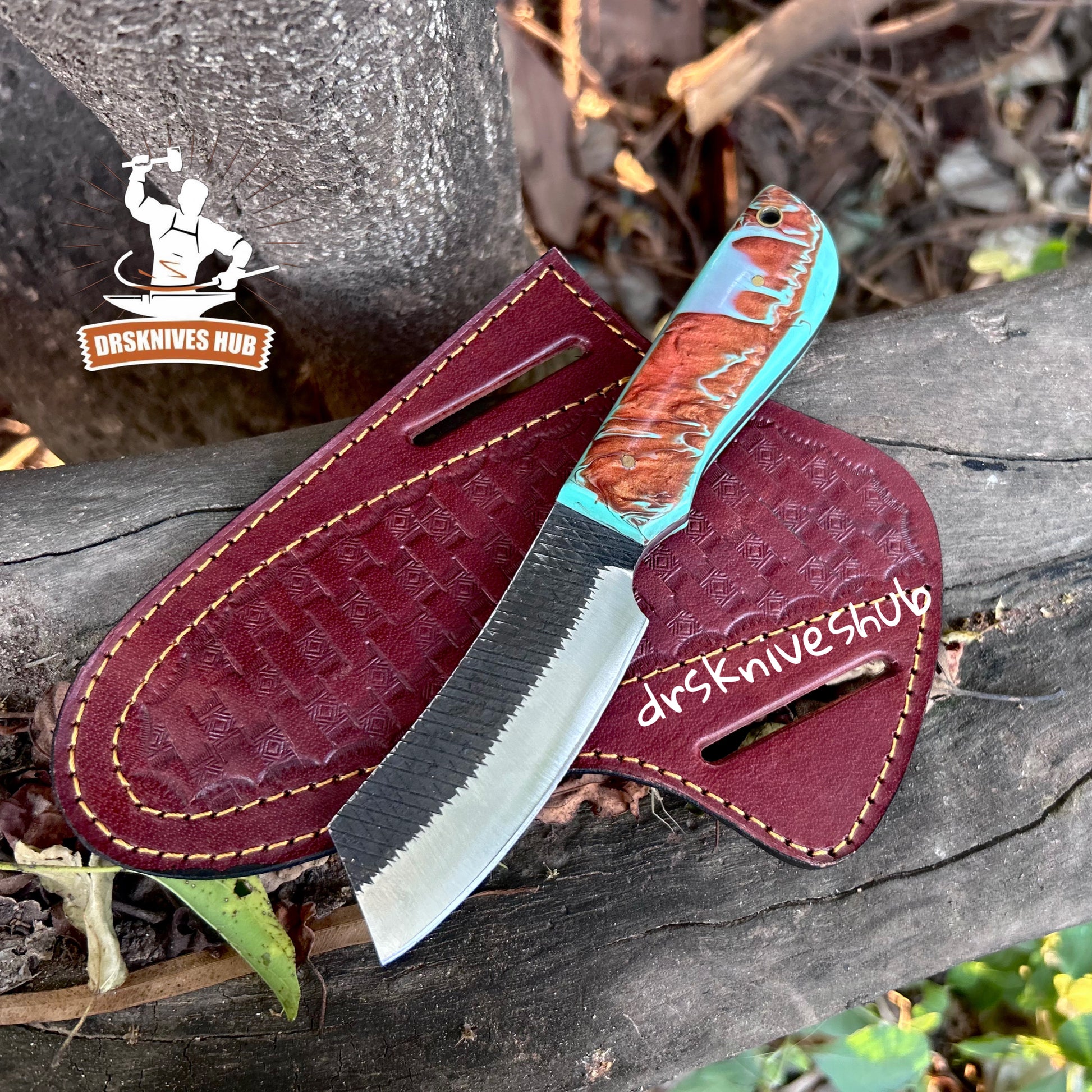 Custom Handmade Cowboy Bull Cutter Knife – Rasp Steel Blade & Resin Handle Knife – DRS KNIVES HUB 