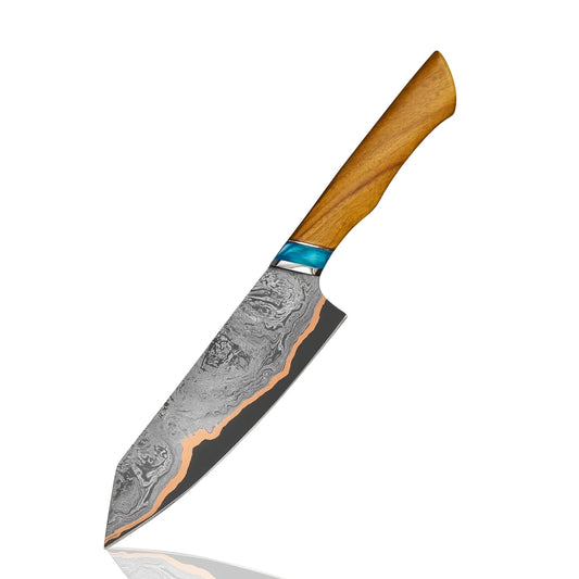 Copper Damascus Kitchen Knife "12