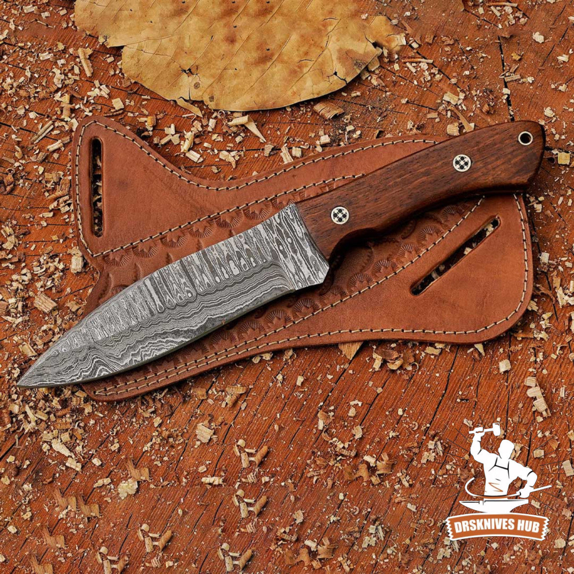 Razorwind Damascus Knife 11" – Full Tang Walnut Wood Handle | DRSKNIVES HUB