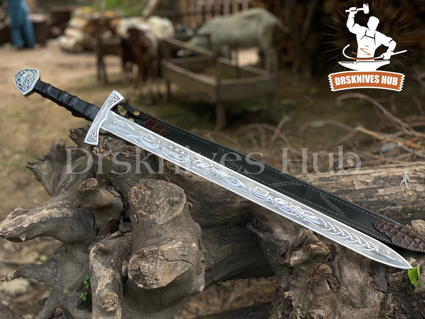 Premium Collectible Viking Sword with Leather Sheath | DRSKNIVES HUB
