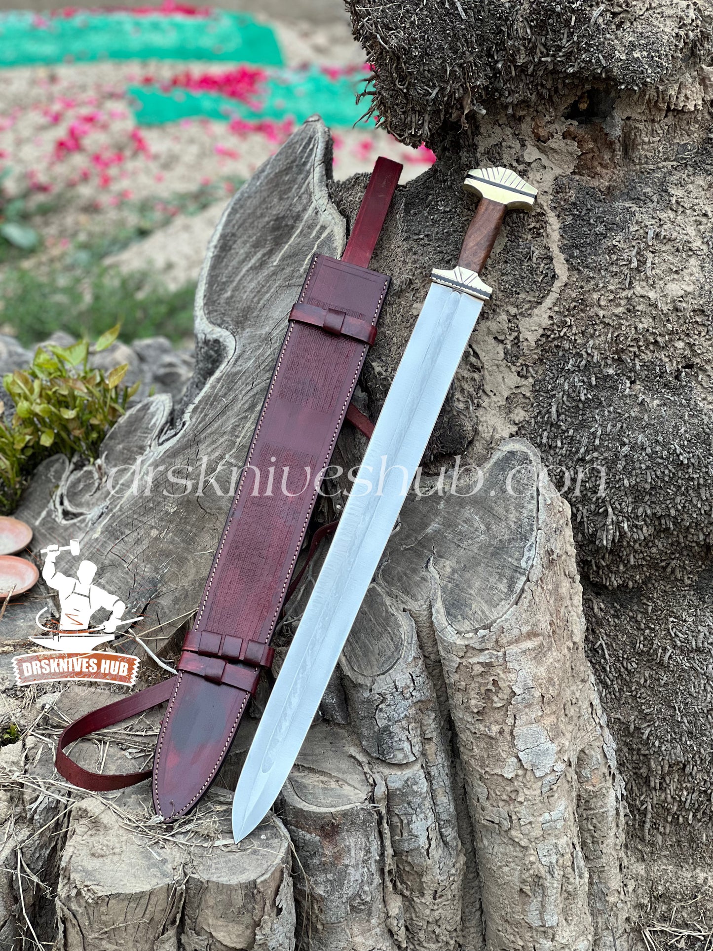 HANDFORGED CUSTOM VIKING SWORD, BATTLE-READY AND PAIRED WITH A LEATHER SHEATH COVER