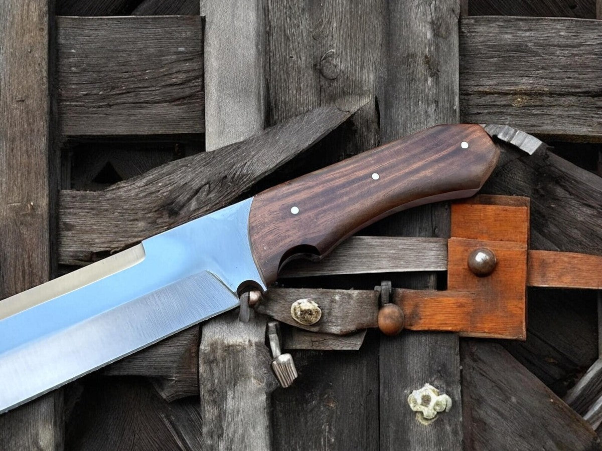 SET OF 2 – Custom Handmade Carbon Steel Seax Hunting & Camping Knives with Sheaths